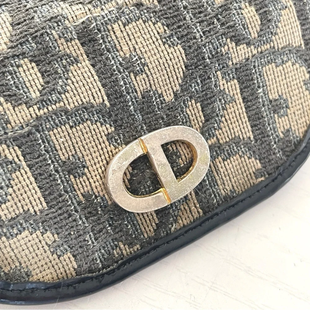 Christian Dior vintage blue trotter monogram canvas pouch